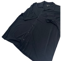 Jhane Barnes Men Lounge Shirt 100% Silk Black Button Up Short Sleeve XL - $24.72