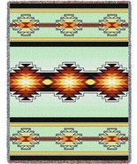 72x54 SEVAH Southwest Green Tapestry Afghan Throw Blanket - £49.90 GBP