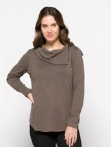 Fortune &amp; Ivy Women&#39;s Med Brown Zipper Detail Cowl Neck Pullover Top NWOT - $24.74