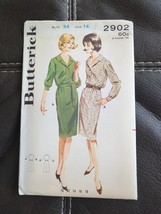 Butterick Vintage 2902 Size 14 Bust 34 FF Placket Front Sheath Dress UC Pattern - £11.19 GBP