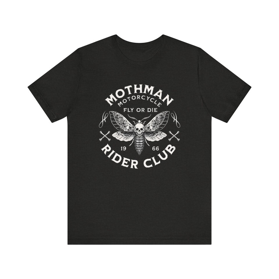 Mothman Shirt, Mothman Motorcycle Shirt, Cryptid Shirt, Goth Shirt Skull Mothman Item image 2