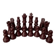 Vintage MCM Chocolate Brown Plastic Chess Piece Complete Set of 16 - £4.97 GBP