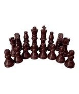 Vintage MCM Chocolate Brown Plastic Chess Piece Complete Set of 16 - £4.99 GBP