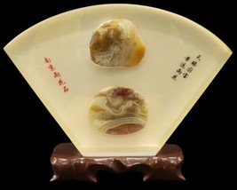 Flower Stones of Nanjing China SOUVENIR Vintage in Acrylic Display  - £58.42 GBP