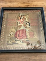 Mid 1800’s 1853 Rare Antique Sampler On Linen Framed Possibly Done By Child - £119.88 GBP