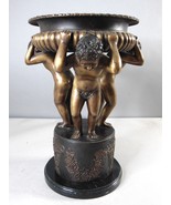 Bronze Compote of Three Boys Holding A Tray On Marble Base E302 - $6,547.51 MXN