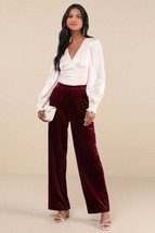 Lulus Posh Idea Plum Velvet High-Rise Straight Leg Trouser Pants XS NEW NWT - $22.76