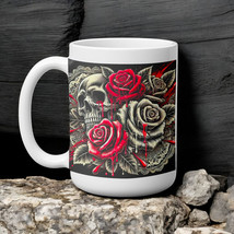 &quot;Gothic Skull and Roses Mug - Dark Aesthetic Coffee Cup Gift&quot; - $15.83+