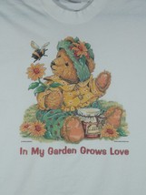 Vtg Hanes Sarah Bengry In My Garden Grows Love Teddy Bear Flowers M T-shirt NOS - £7.46 GBP