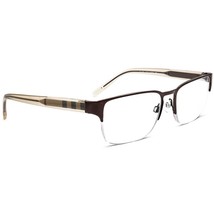 Burberry Eyeglasses B 1297 1212 Brown/Clear Plaid Half Rim Frame Italy 54-18 145 - £149.78 GBP
