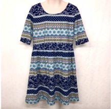EUC Old Navy Size Medium 8 Girls Navy Blue White Floral 100% Cotton Dress - $10.79