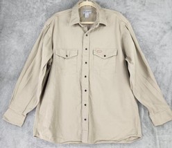 Carhartt Shirt Mens Large Tall Beige Heavy Cotton Western Pearl Snap Long Sleeve - £39.97 GBP