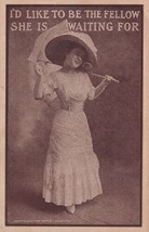 I&#39;d Like To Be The Fellow She Is Waiting For Lady Umbrella Parasol Postcard D42 - £2.34 GBP
