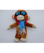 Peek-a-Boo Toys Brown Blue Monkey Pilot Soft Plush Stuffed Animal Doll 10” - £4.71 GBP