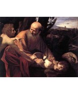 Oil painting The Sacrifice of Isaac With angel goat in sunset landscape ... - £74.91 GBP