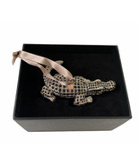 L&#39;OBJET Platinum Gilded with Black Swarovski Crystals Crocodile Ornament... - $94.05