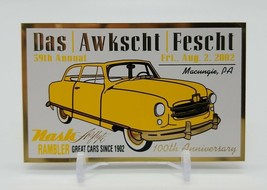 Das Awkscht Fescht 2002 Macungie PA Antique Car Club Brass Plaque Badge ... - £22.67 GBP