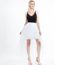 BLACK High-low Tulle Overskirt Women Elastic Waist Hi-lo Tulle Maxi Skirt image 9