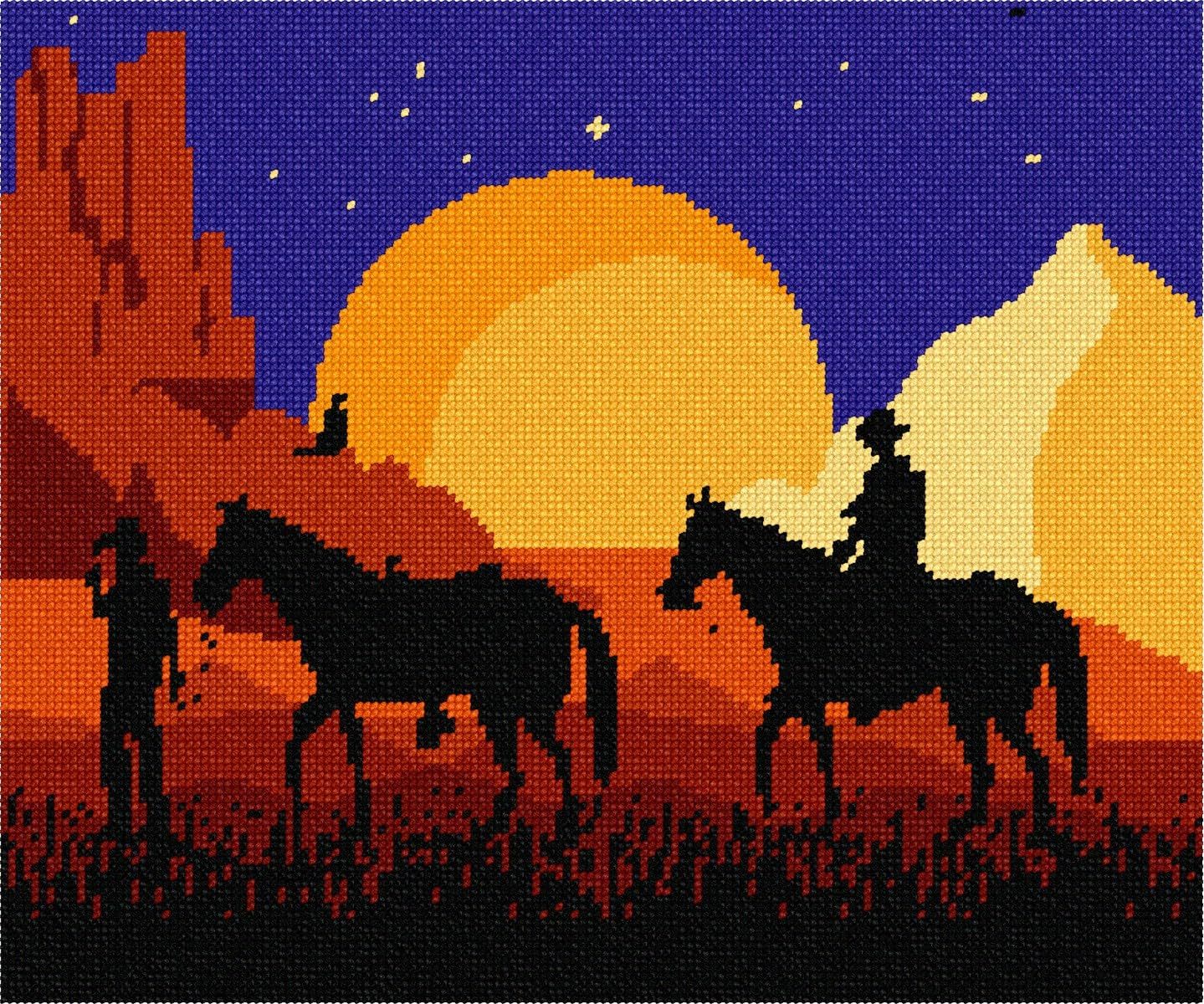 Pepita Needlepoint kit: Western Nighttime, 12&quot; x 10&quot; - $86.00+