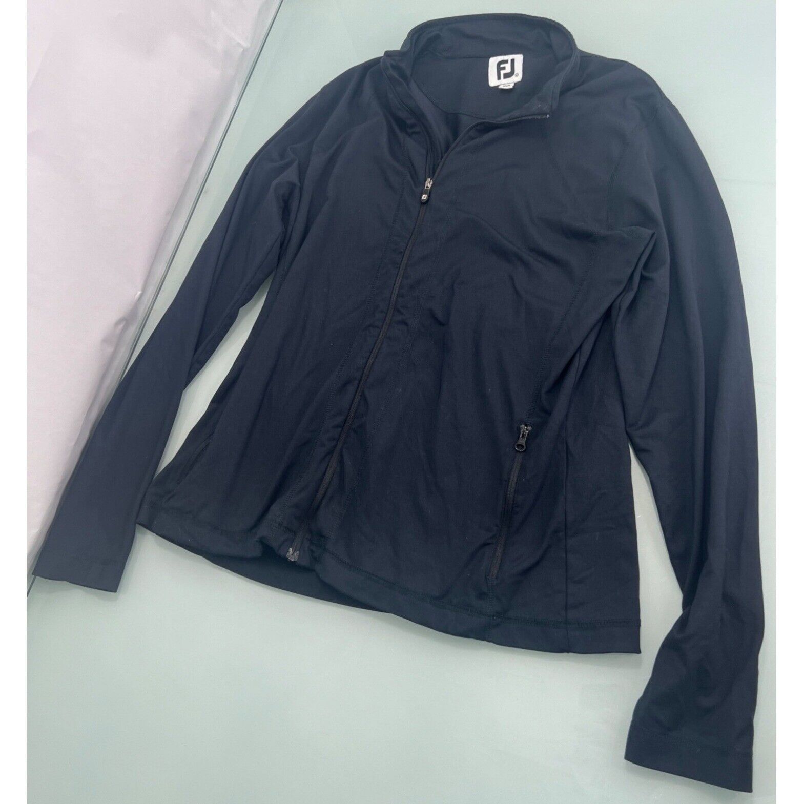 Primary image for Footjoy Women's Golf Jacket FJ Full Zip Nylon Spandex Black Mock Neck Medium M