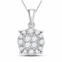 14kt White Gold Womens Princess Diamond Fashion Cluster Pendant 1/6 Cttw - £239.90 GBP