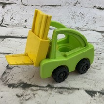 Vintage Fisher Price Little People Lift N Load Forklift Green Yellow #1 - £9.32 GBP