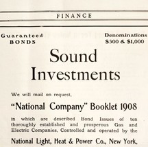 Bickmore Bankers National Light Heat Power 1908 Advertisement Money DWNN25 - £14.93 GBP