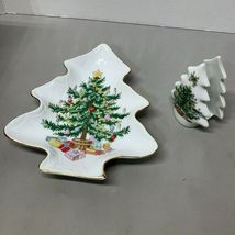Lefton 1202 Holiday Christmas Tree Porcelain Napkin Holder Candy Dish Decor - $15.00