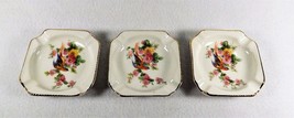 Set 3 Vintage Hand Painted German Bavaria Personal Ashtrays Bird &amp; Flowers Gold - £5.41 GBP