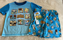 NEW Nintendo Animal Crossing Boys Blue Short Sleeve Shorts Pajamas 6-7 - £11.56 GBP