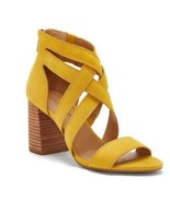 new LUCKY BRAND Strappy Sandals 3 inch Blocked Heels sz 10 Mustard Yello... - £27.37 GBP