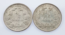 Lot of 2 German 1/2 Mark Coins (1915-A and 1915-F) AU - Uncirculated KM #17 - £32.70 GBP