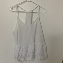 Shein Tops White Spaghetti strap Eyelet Trim Top White Size 1X Sleeveless - £7.79 GBP