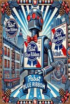 Pabst Blue Ribbon Beer Retro Vintage Sign 8x12 inches  Mancave Garage x - $452.20 MXN