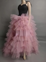 PINK Fluffy Tulle Maxi Skirt Outfit Women Custom Plus Size Layered Tulle Skirts image 6