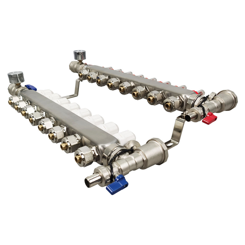 8-Branch PEX Radiant Floor Heating Manifold Set w/ Flow Meters Stainless Steel  Item image 7