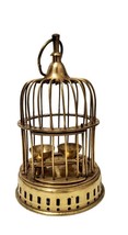 Vintage All Brass Decorative Bird Cage Built In Perch Dishes Swing 7&quot; Door Opens - £24.70 GBP