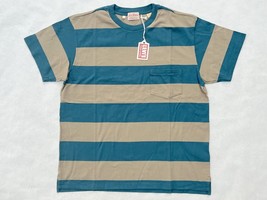 Levis Vintage LVC Mens 1940 Sportswear Blue/Tan Stripes Split Hem Pocket T-Shirt - £55.83 GBP