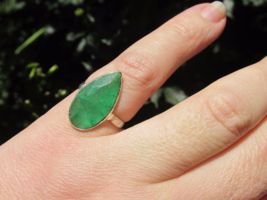 Special Sale, Indian Emerald Ring, Size 7 US or O for UK, 925 Silver - $18.40