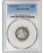 1875-CC Twenty-Cent Piece PCGS VG-08-Great looking coins for a VG-08 - £258.41 GBP