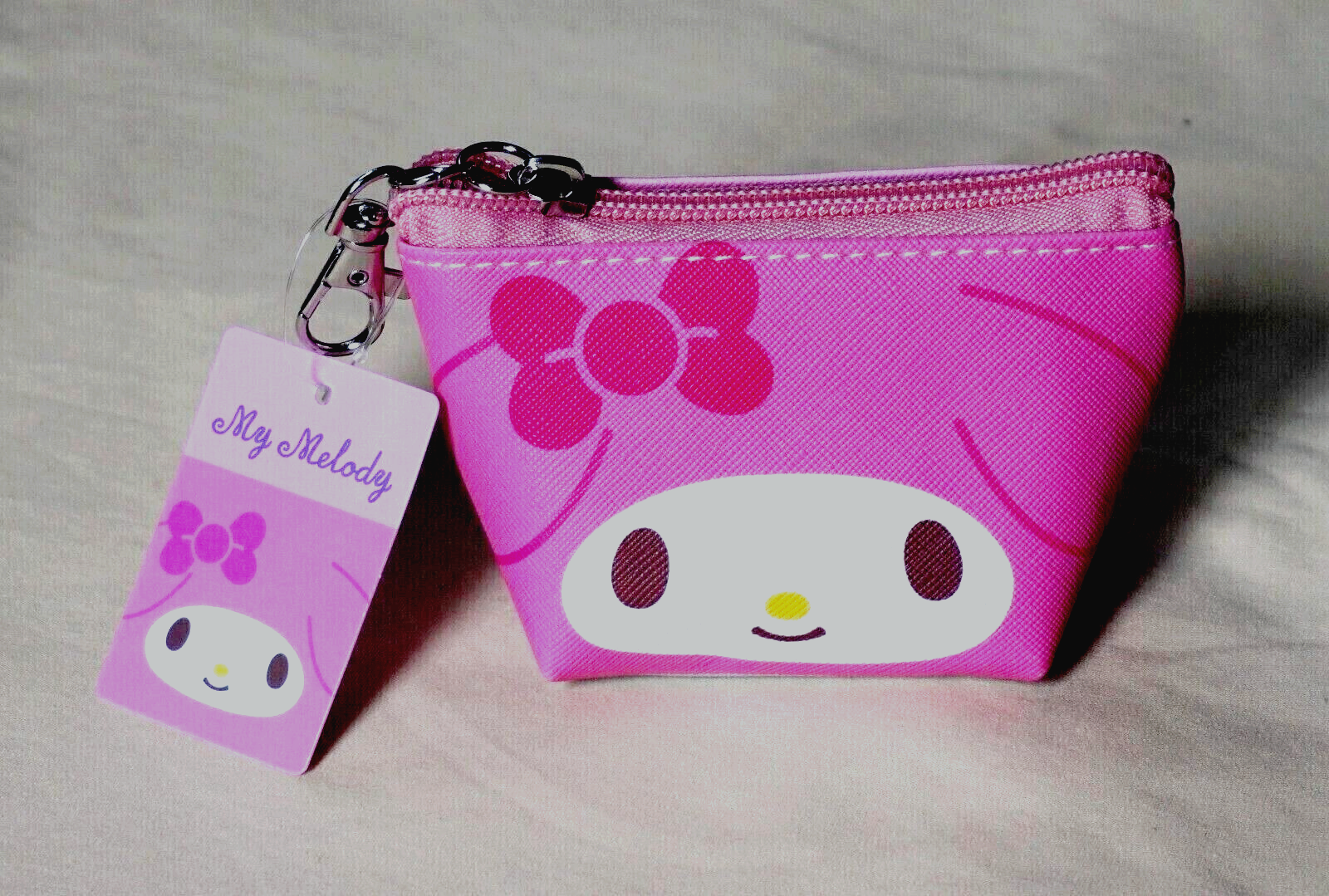 New My Melody Face Sanrio Japan Pink Triangle Mini Pouch Purse 4.5 x 2.7... - $7.87