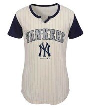 MLB New York Yankees Girls In The Game Cream Pin Stripe Short Sleeve T-S... - £15.63 GBP