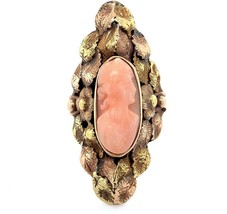 Authenticity Guarantee 
14k Yellow Gold Arts and Crafts Genuine Natural Coral... - $513.81