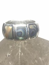 Abalone ring shell pinky band sterling silver women girls - £68.53 GBP