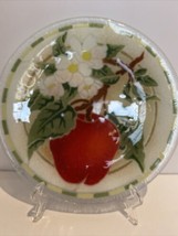 Peggy Karr Fused Art Glass Apple Blossom Dish Plate Retired Signed - $28.00