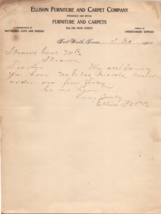 Signed 1901 Ellison Furniture Carpet Co Letter Fort Worth TX Undertaker ... - $55.12