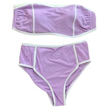 Kona Sol Terry Bikini Swim Bandeau Bathing Suit S M L Hi Leg Amethyst S M XL - £15.97 GBP