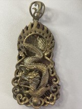 Chinese old antique collection pure brass Dragon small pendant - £7.74 GBP