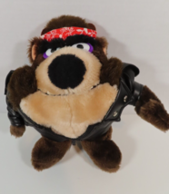 VTG 1993 Tasmanian Devil Black Leather Motorcycle Biker Jacket Plush Stu... - £19.43 GBP