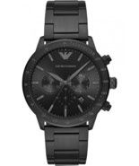 Emporio Armani AR11242 Mario Mens’ Classic Black Stainless Chrono Watch + Bag - £81.59 GBP